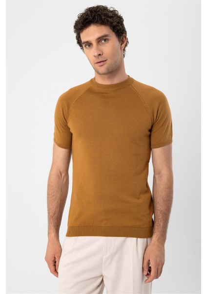 Tütün Bisiklet Yaka Triko T-Shirt fiyatları