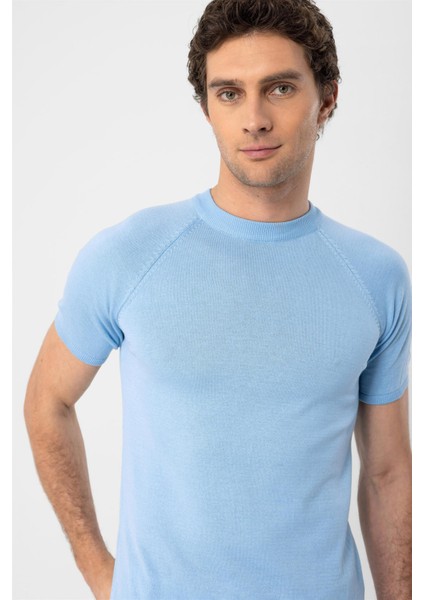 Bebe Mavi Bisiklet Yaka Triko T-Shirt