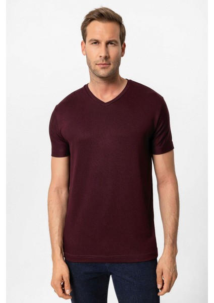 Mürdüm Basic V Yaka Erkek T-Shirt