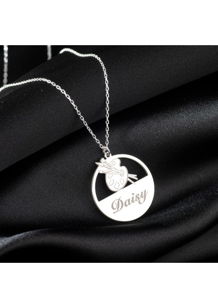 Kişiye Özel Isim Kolye, Ressam Palet, 925 Ayar Gümüş Kolye, Gümüş, Rose Gold, Altın Kaplama Kolye fiyatları