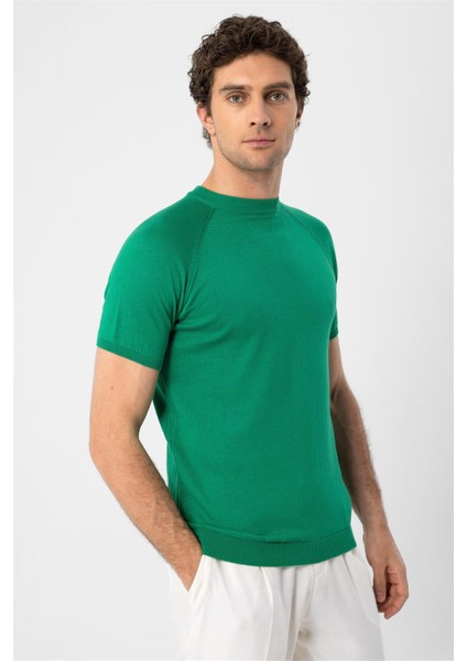 Yeşil Bisiklet Yaka Triko T-Shirt fırsatları