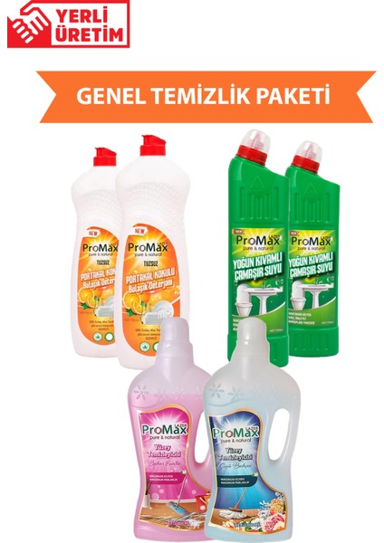 Yerli Üretim Genel Temizlik Seti Bulaşık Deterjanı x2 Çamaşır Suyu x2 Yüzey Temizleyici x2