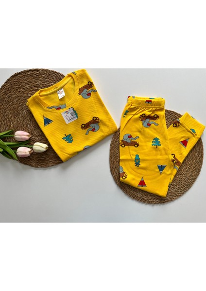 Elmas Kids  Organik Pamuklu Kısa Kollu & Uzun Paça Erkek Çocuk Pijama Takımı