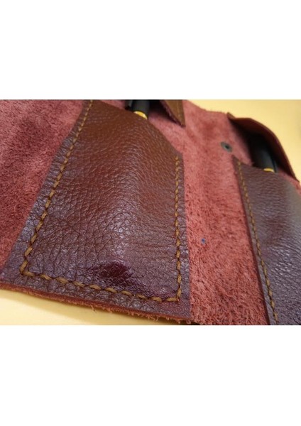 Erçek Deri Tamamen El Emeği Özel Kalemleriniz Için Kalemlik Kalemkutu (8*18CM ) 23T2 fırsatları