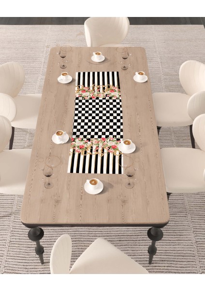 Vintage Model Pembe Gül Desenli Dekoratif Dijital Baskılı Runner fiyatları