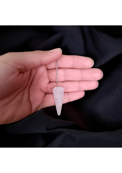 Pembe Kuvars Taş Pondül Sarkaç Doğal Hakiki Gerçek Doğal Taş Pembe Kuvars Taşı Beyazımsı