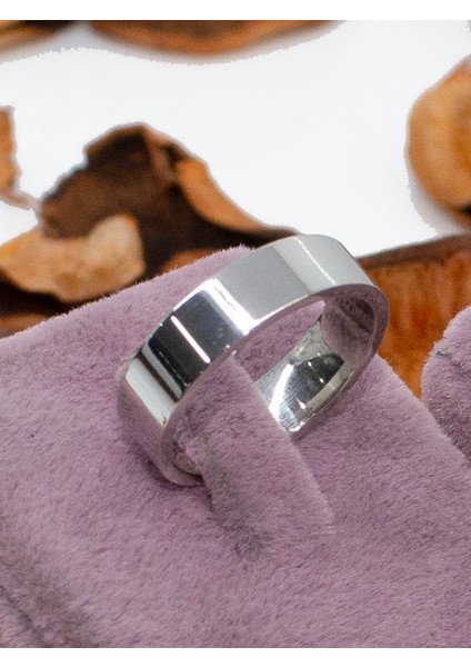 5 mm Rodyum Kaplama 925 Ayar Düz Gümüş Alyans indirimleri