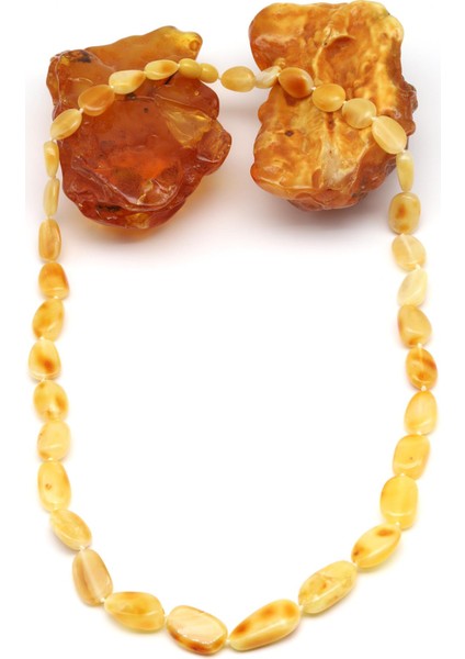 Damla Kehribar Kolye – 64 cm