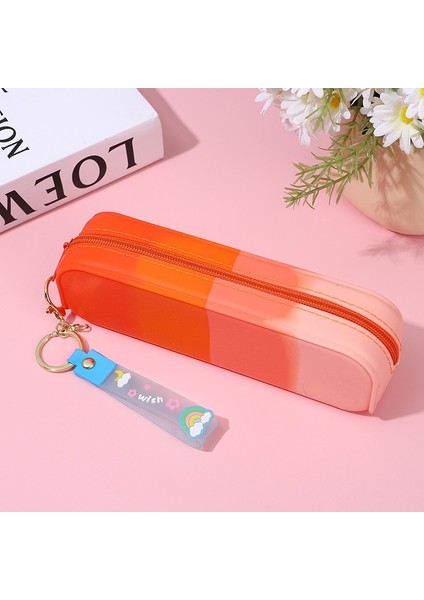 Silikon Kalem Kutusu Kırtasiye Kutusu Yaratıcı Öğrenci Taşınabilir Basit Dikdörtgen Degrade Depolama (Yurt Dışından)