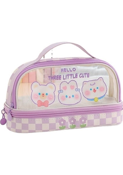 Kalem Çantası Büyük Kapasiteli, Leke Tutmaz Kalem Kutusu Öğrenci Üst Düzey Sevimli Sütlü Ins Yüksek Değerli Şeffaf Kırtasiye Çantası (Yurt Dışından)