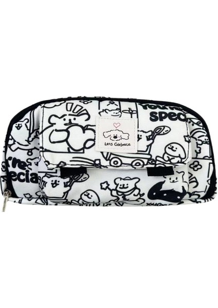 Siyah Beyaz Flip Baskı Kırtasiye Kalem Kutusu (Yurt Dışından)