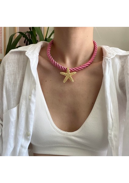 Pembe Halat Deniz Yıldızı Kolye