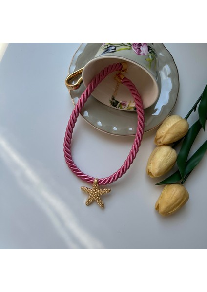 Pembe Halat Deniz Yıldızı Kolye