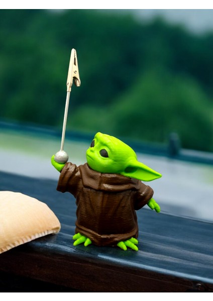 Meg Art 3D Baby Yoda Figürlü Not Tutucu Masaüstü Not Tutacağı Metal Kıskaç Notluk