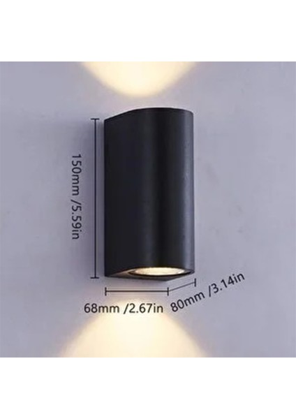 Çift Yönlü Duvar Aplik Siyah Iç ve Dış Mekan LED Ev Bahçe Aydınlatma Lamba Dekoratif Gösteri (Ampulsüz) A-1309 220V IP68