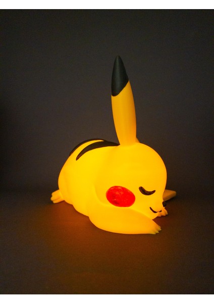 Meg Art 3D Uyuyan Pikachu Figürü Dekoratif Lamba Masaüstü Aydınlatma Taşınabilir Lambası