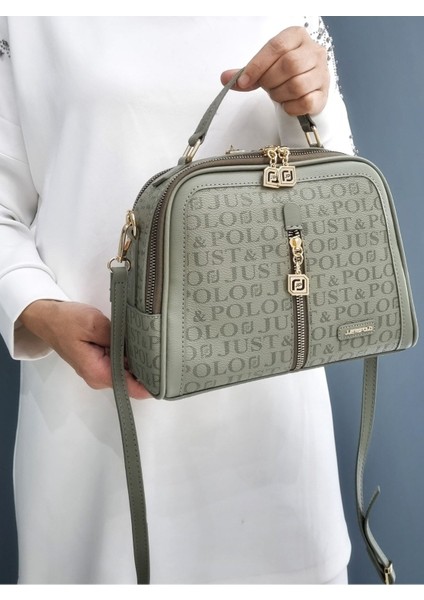 Kadın Yeşil 4 Bölmeli Ayarlanabilir Uzun Askılı El ve Omuz Çantası JPM2057 Yeşil