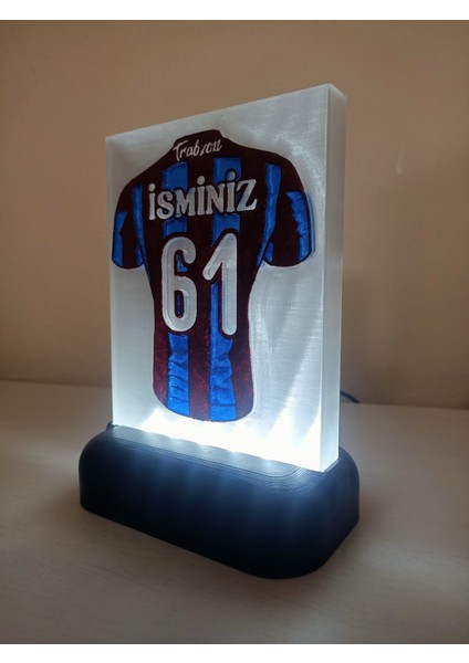 Kişiye Özel Isimli ve Numaralı Forma Kabartmalı Taraftar Dekoratif LED Lamba Kablolu Beyaz LED