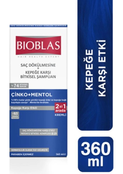 Çinko + Mentol Kepeğe Karşı Bitkisel Şampuan 360 Mle 4'lü
