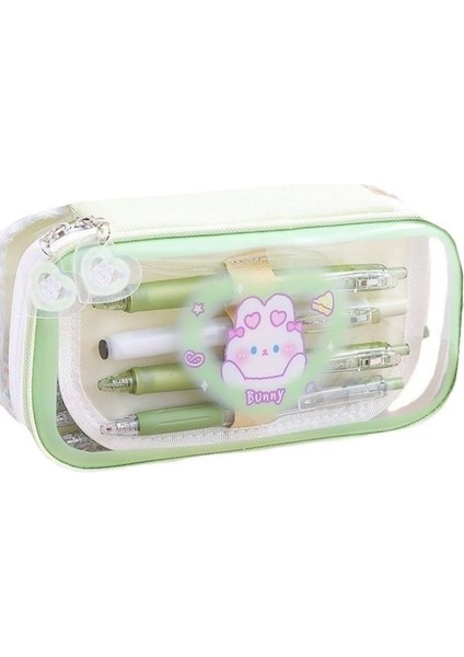 Yıkanabilir Yeni Büyük Kapasiteli Şeffaf Kalem Kutusu, Yüksek Değerli Sevimli Kalem Kutusu Öğrenci Çok Fonksiyonlu Kırtasiye Çantası (Yurt Dışından)