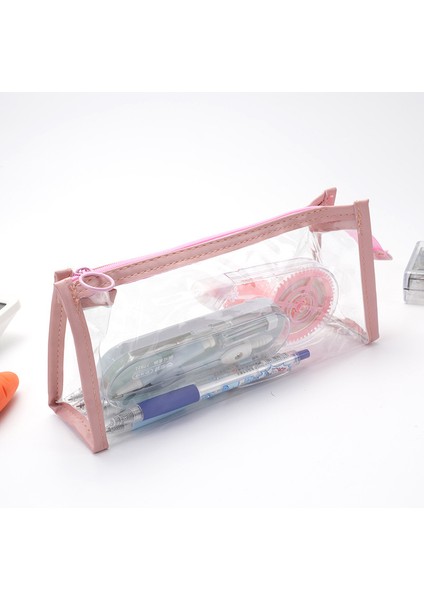 Büyük Kapasiteli Şeffaf Yüksek Görünümlü Öğrenci Kalem Çantası Basit Kırtasiye Çantası Su Geçirmez Fermuarlı Kalem Çantası Üçgen Kırtasiye Kutusu (Yurt Dışından)