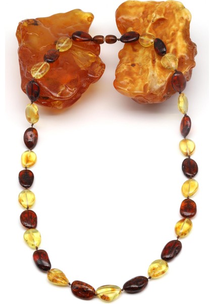 Damla Kehribar Kolye – 54 cm