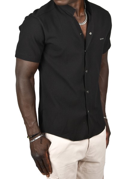 Gofre Kumaş Hakim Yaka Slim Fit Likralı Çıtçıtlı Kısa Kollu Gömlek 2403018 fiyatları