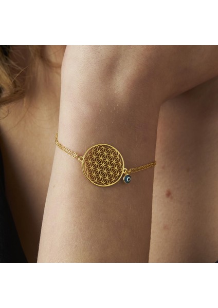 Nazar Boncuğu Hayat Çiçeği Bileklik modelleri