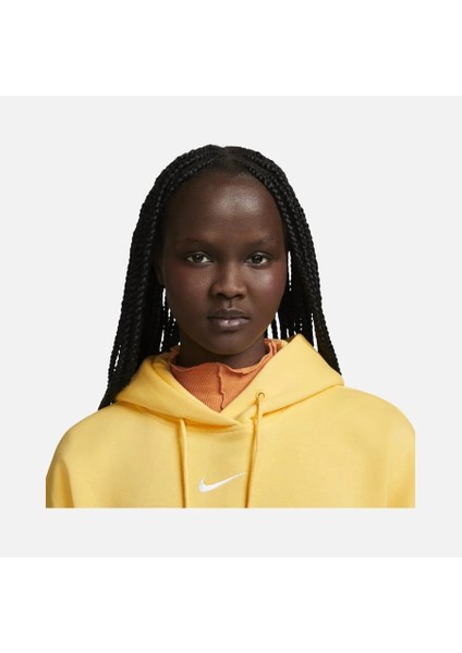 Sportswear Phoenix Fleece Hoodie Oversize Sarı Kadın Spor Sweatshirt DQ5860-795