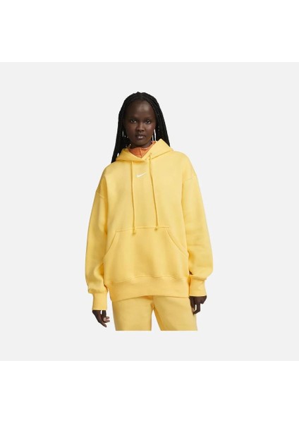 Sportswear Phoenix Fleece Hoodie Oversize Sarı Kadın Spor Sweatshirt DQ5860-795 modelleri