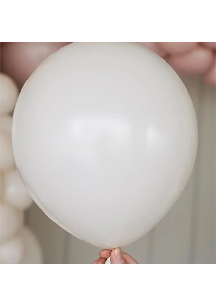 Retro Beyaz Pastel Balon 5 Li