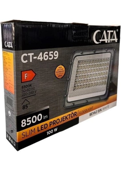 CT-4659 100W Slim Platinum LED Projektör 6500K Beyaz Işık