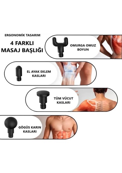Masaj Aleti Profesyonel 6 Kademeli Sarjlı 4 Farklı Başlık modelleri