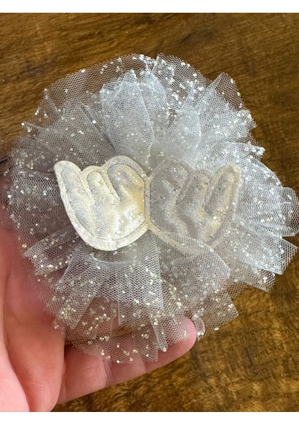 Melek Kanatlı Tül Broş Yaka Iğnesi Giyim Aksesuarı 11X11 cm