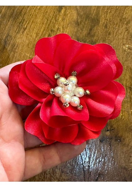 Inci ve Zirkon Taş Tomurcuklu Çiçek Broş Iğneli Yaka Iğnesi 9x9 cm