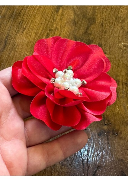 Inci ve Zirkon Taş Tomurcuklu Çiçek Broş Iğneli Yaka Iğnesi 9x9 cm