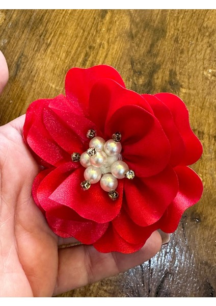 Inci ve Zirkon Taş Tomurcuklu Çiçek Broş Iğneli Yaka Iğnesi 9x9 cm