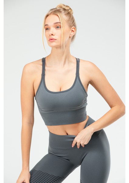 Füme Slim Fit Yüksek Bel Toparlayıcı Crop Kadın Tayt Takım SSB0011 indirimleri