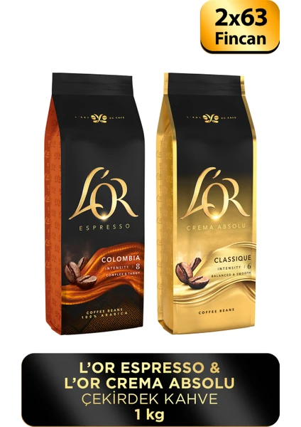 Espresso Colombıa + L'or Crema Absolu Classıc Çekirdek Kahve 1 kg