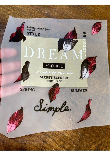 Ütü Ile Yapışan Yapraklı Dream Yazılı Transfer Baskı Arma 21X 18 cm