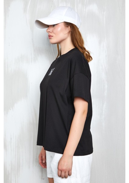 Siyah Baskılı Oversize T-Shirt 27337