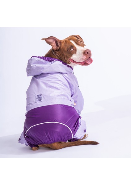 Lila-Mor Bicolor Orta ve Büyük Irk Köpek Tulum Yağmurluğu Köpek Yağmurluk Köpek Kıyafeti modelleri