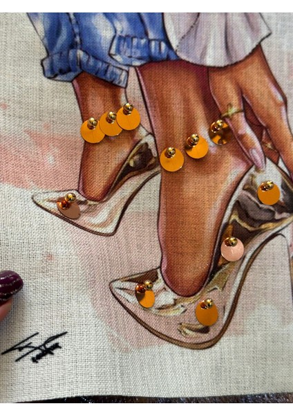 Keten Boncuklu Pul Payetli Tasarım Arma Dikiş Aplike 28X18 cm fiyatları