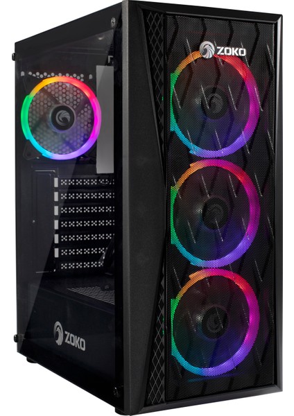 Melody 4X12 cm Auto Rainbow Fanlı Temperli Cam Mesh Panel Atx Gaming Bilgisayar Kasası