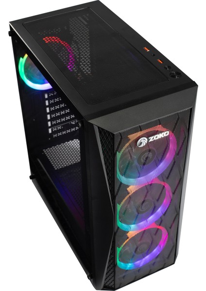 Melody 4X12 cm Auto Rainbow Fanlı Temperli Cam Mesh Panel Atx Gaming Bilgisayar Kasası