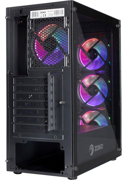 Melody 4X12 cm Auto Rainbow Fanlı Temperli Cam Mesh Panel Atx Gaming Bilgisayar Kasası