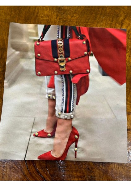 Taşlı Kadın Görselli Çanta Giyim Dikiş Aksesuarı Aplike 22X20 cm