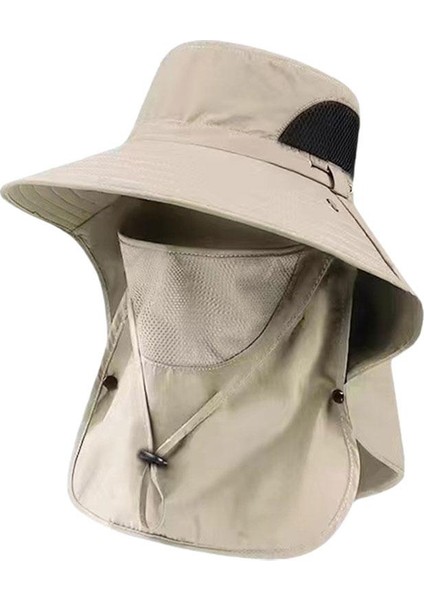 Anti-Uv Açık Hava Seyahat Güneş Şapkası Balıkçılık Yüzünü Kaplayan Geniş Kenarlı Güneş Şapkası (Yurt Dışından)