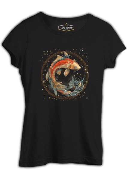 Burçlar - Balık Siyah Bayan Tshirt