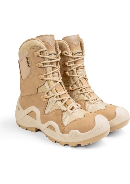 Falcon Su Itici Özellikli Bej Askeri Tactical Outdoor Fermuarlı Nubuk Bot